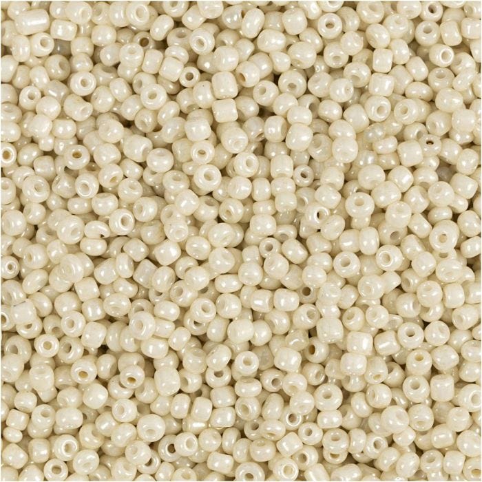 Perline Rocaille, diam 1,7 mm, misura 15/0, misura buco 0,5-0,8 mm, bianco sporco, 25 g/ 1 conf.