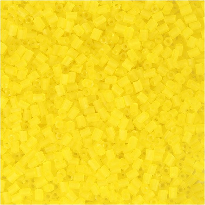 Perline rocaille 2-cut, diam 1,7 mm, misura 15/0, misura buco 0,5 mm, transparent giallo, 25 g/ 1 conf.