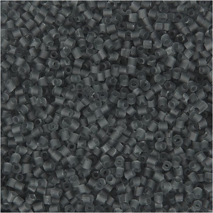 Perline rocaille 2-cut, 2-cut, diam 1,7 mm, misura 15/0, misura buco 0,5 mm, grigio transparent, 500 g/ 1 sacco