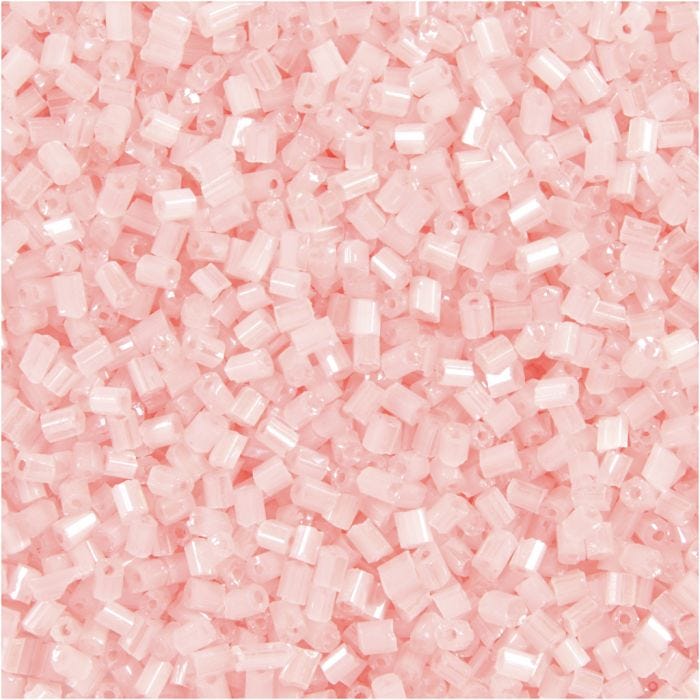 Perline rocaille 2-cut, diam 1,7 mm, misura 15/0, misura buco 0,5 mm, transparent rosato, 500 g/ 1 sacco