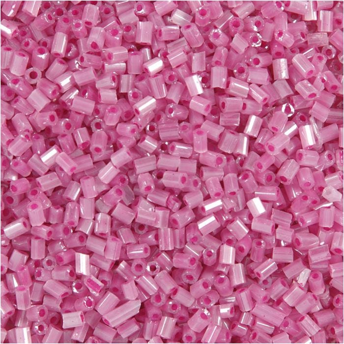 Perline rocaille 2-cut, diam 1,7 mm, misura 15/0, misura buco 0,5 mm, rosato, 500 g/ 1 sacco