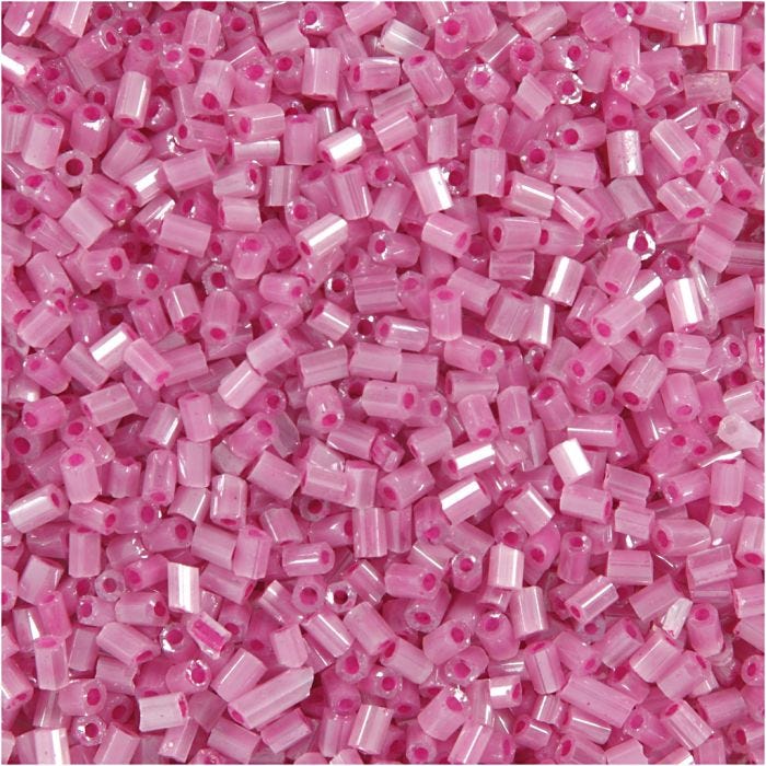 Perline rocaille 2-cut, diam 1,7 mm, misura 15/0 , misura buco 0,5 mm, rosato, 500 g/ 1 sacco