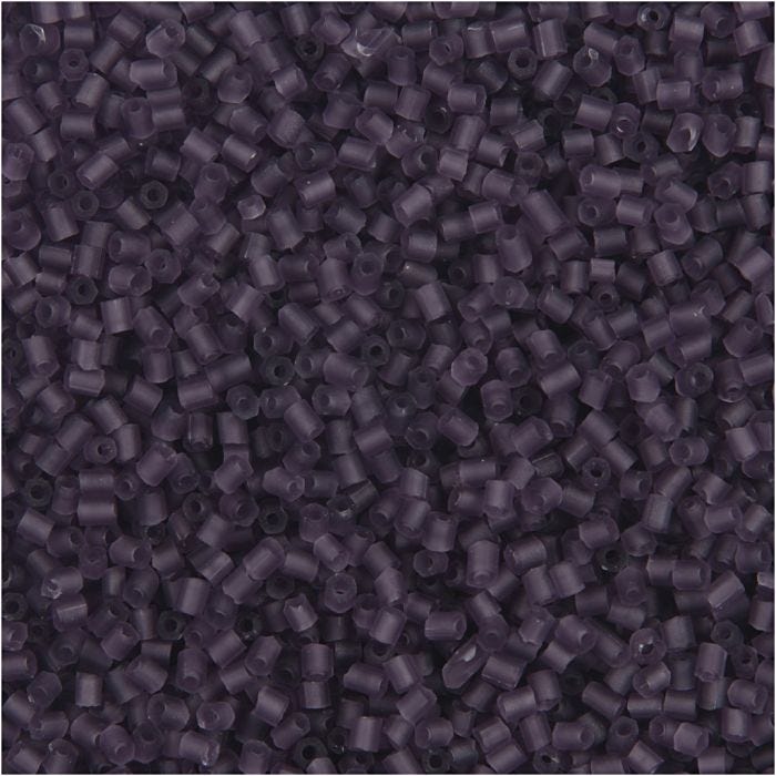 Perline rocaille 2-cut, diam 1,7 mm, misura 15/0 , misura buco 0,5 mm, frosted purple, 25 g/ 1 conf.