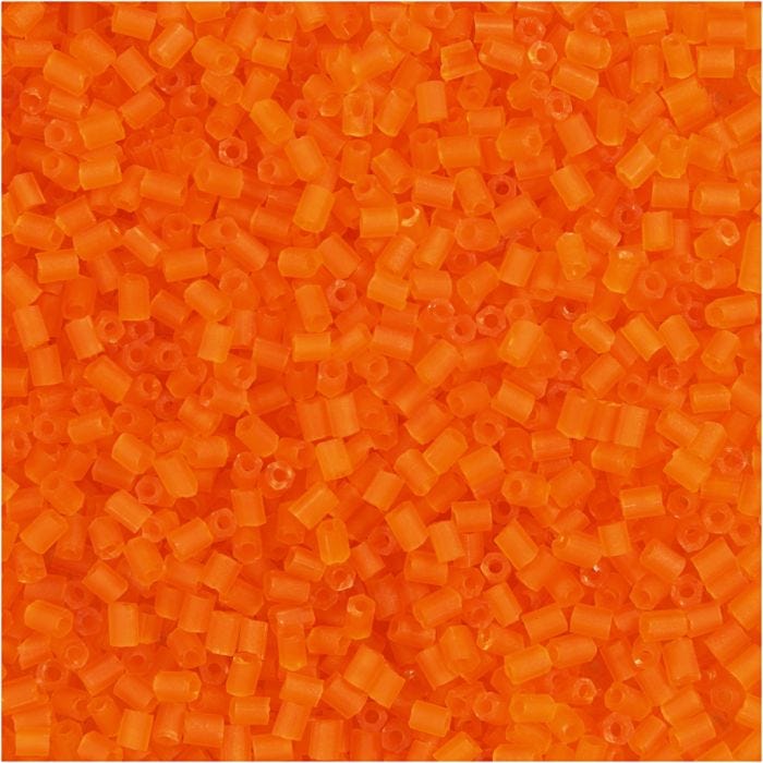 Perline rocaille 2-cut, diam 1,7 mm, misura 15/0, misura buco 0,5 mm, transparent arancio, 25 g/ 1 conf.