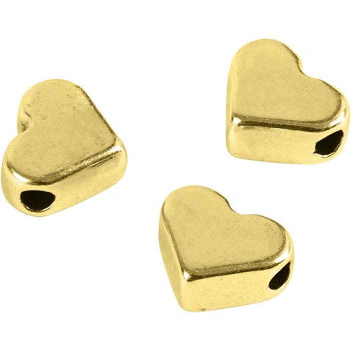 Perla spaziatrice, misura 5,5x7 mm, misura buco 1 mm, placcato oro, 3 pz/ 1 conf.