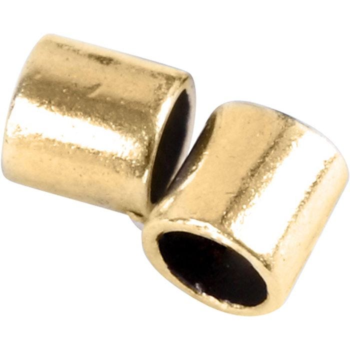 Perle a tubo ondulate, 2x2 mm, 1,4 mm, placcato oro, 80pz/ 1 conf.