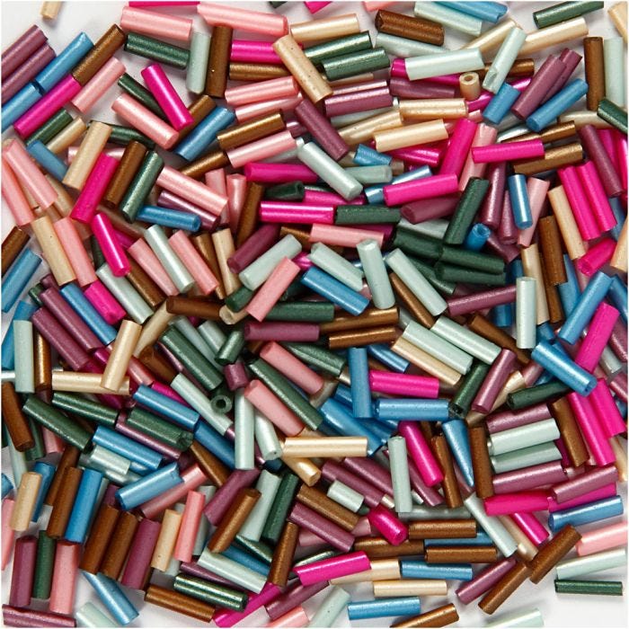 Mix Perle, L: 6 mm, diam 1,5-2 mm, misura buco 1 mm, colori metallici, 130 g/ 1 conf.