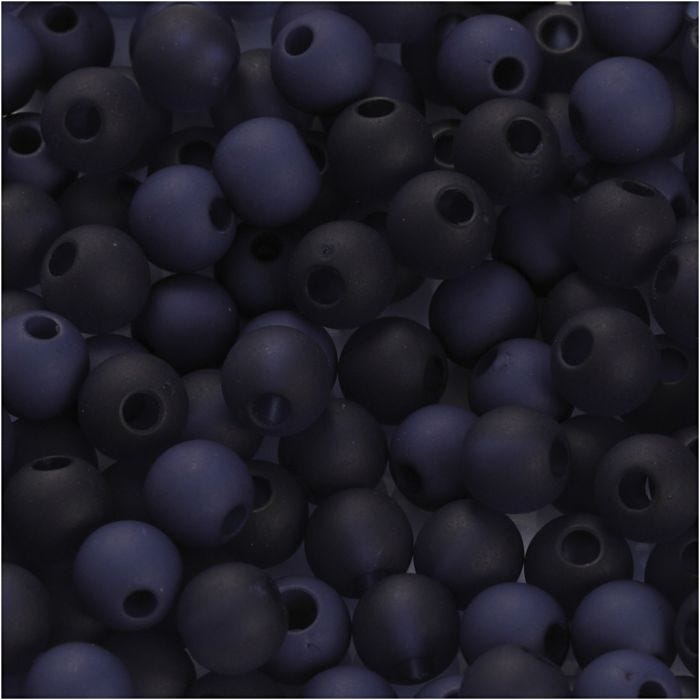 Perle in plastica, diam 6 mm, misura buco 2 mm, blu, 40 g/ 1 conf.