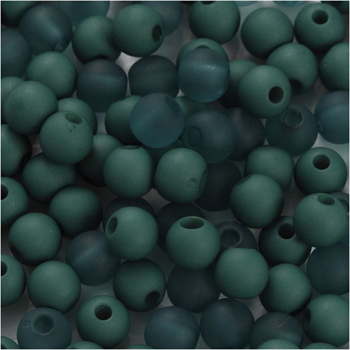 Perle in plastica, diam 6 mm, misura buco 2 mm, bottle green, 40 g/ 1 conf.