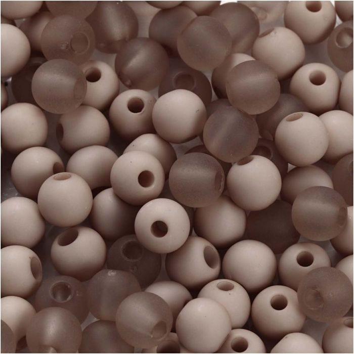 Perle in plastica, diam 6 mm, misura buco 2 mm, grigio chiaro, 40 g/ 1 conf.