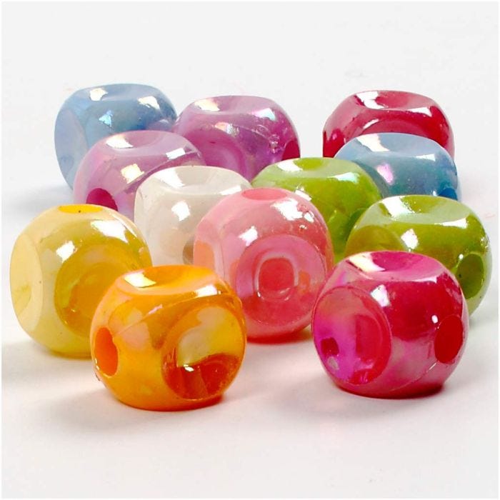 Perline dadi, misura 10x10 mm, misura buco 4 mm, 60 g, 125 ml/ 1 conf.