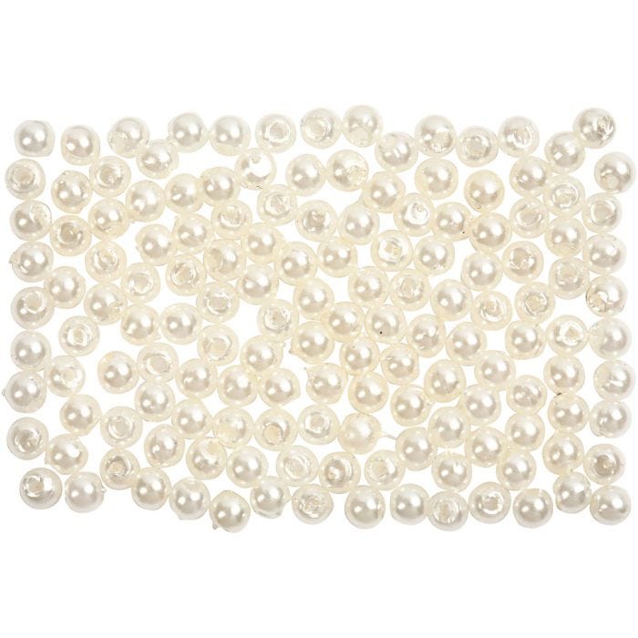 Perline di Cera, diam 3 mm, misura buco 0,7 mm, madreperla, 150 pz/ 1 conf.