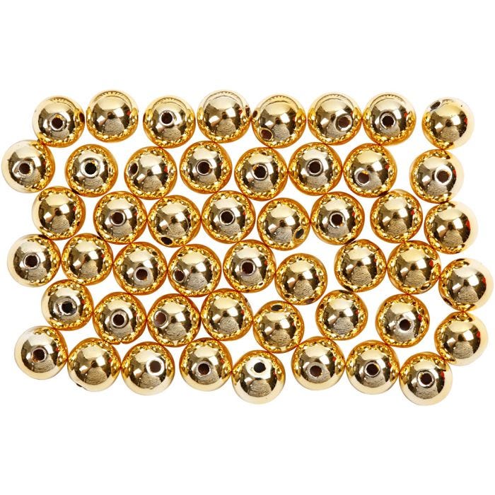 Perline di Cera, diam 5 mm, misura buco 0,7 mm, oro, 100 pz/ 1 conf.