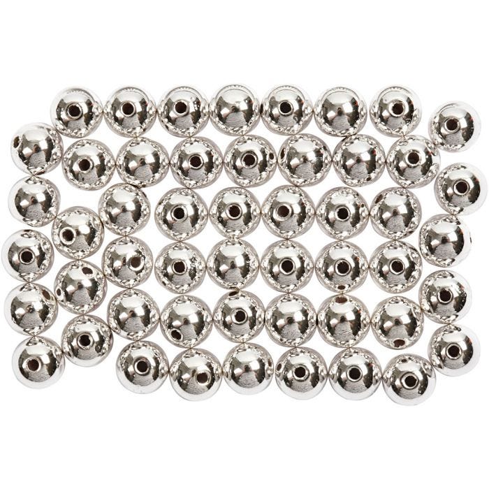 Perline di Cera, diam 5 mm, misura buco 0,7 mm, argento, 100 pz/ 1 conf.