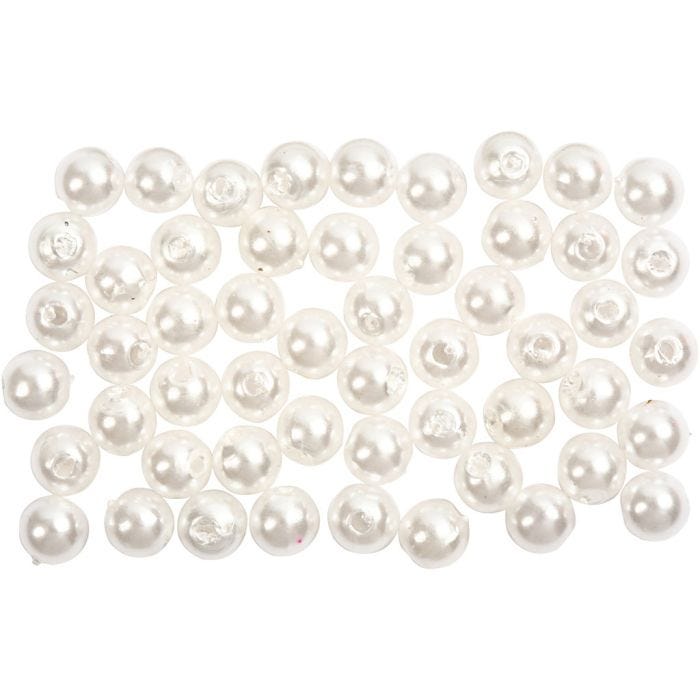 Perline di Cera, diam 5 mm, misura buco 0,7 mm, madreperla, 100 pz/ 1 conf.