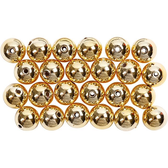 Perline di Cera, diam 8 mm, misura buco 1 mm, oro, 50 pz/ 1 conf.