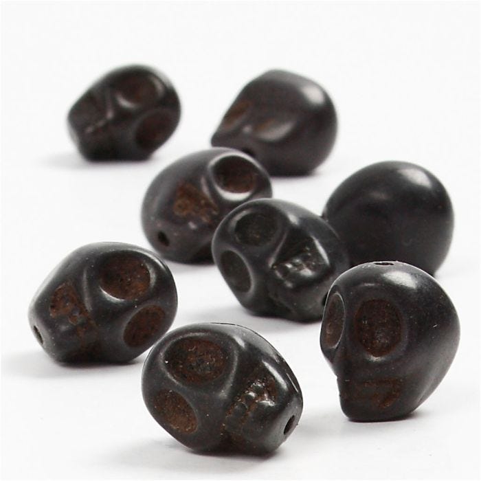 Perline howlite, diam 12 mm, misura buco 1,5 mm, nero, 32 pz/ 1 conf.