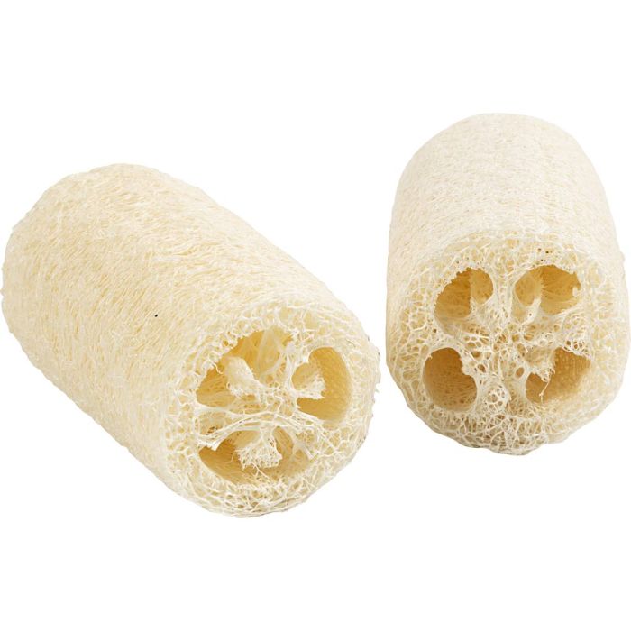 Spugna di luffa naturale, L: 10 cm, diam 5,5-8 cm, natural chiaro, 2 pz/ 1 conf.