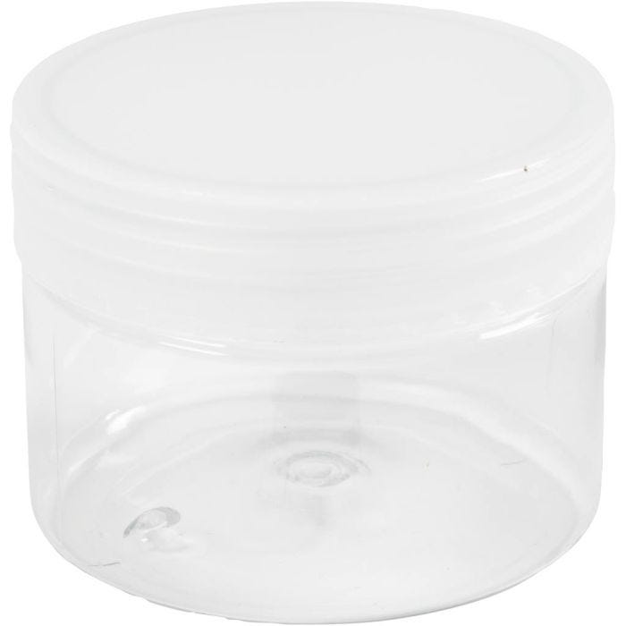 Barattoli di plastica, H: 5 cm, diam 6,5 cm, 110 ml, 10 pz/ 1 conf.