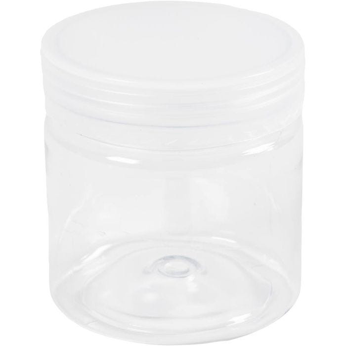 Barattoli di plastica, H: 7 cm, diam 6,5 cm, 180 ml, 10 pz/ 1 conf.