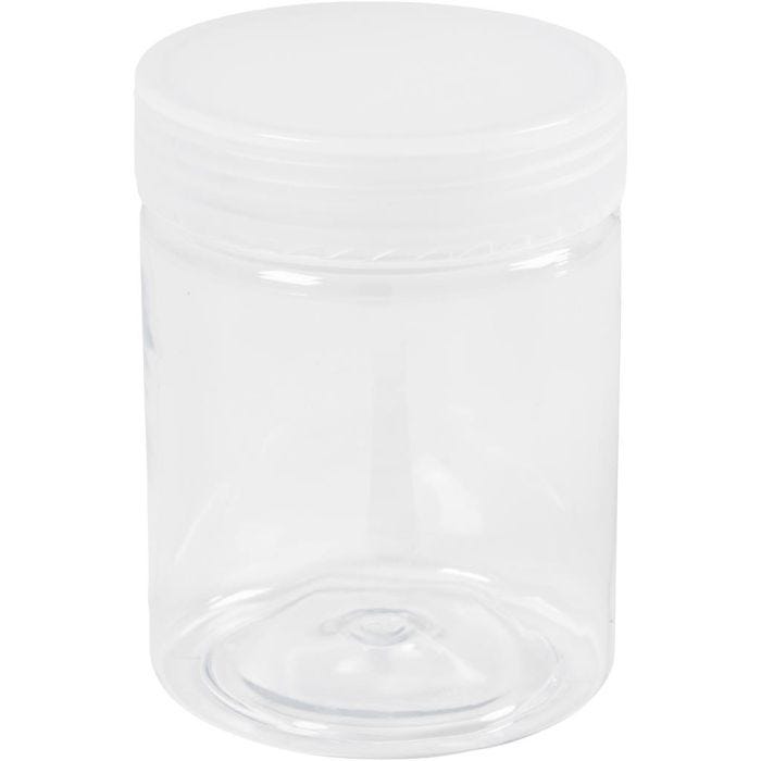 Barattoli di plastica, H: 9 cm, diam 6,5 cm, 250 ml, 10 pz/ 1 conf.