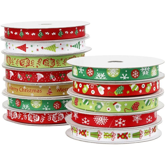 Nastri di Natale, L: 10 mm, 12x3 m/ 1 conf.