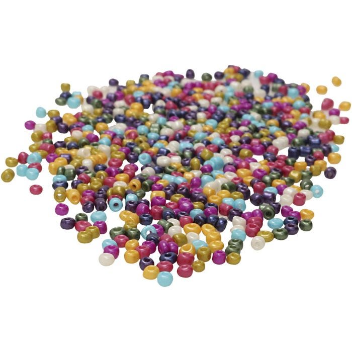 Perline rocaille, misura 3 mm, misura buco 0,6 mm, colori perlati, 1000 g/ 1 sacco
