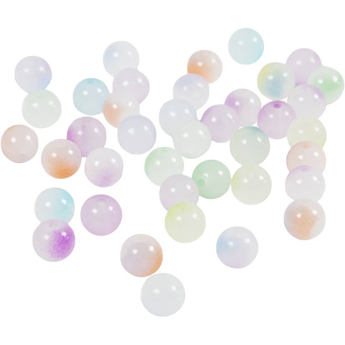 Perle principessa, diam 8 mm, misura buco 1,5 mm, ca. 900 pz, colori asst., 600 g/ 1 conf.