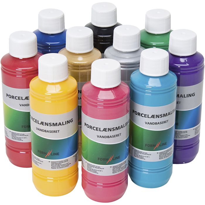 Pittura per vetro e porcellana, colori asst., 10x250 ml/ 1 conf.
