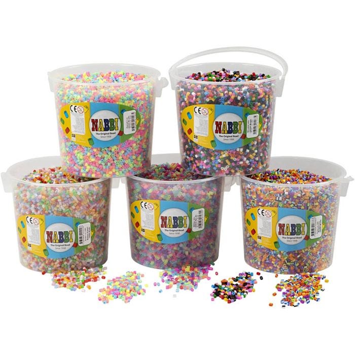 Perline a tubetto, misura 5x5 mm, misura buco 2,5 mm, medium, 5x20000 pz/ 1 conf.