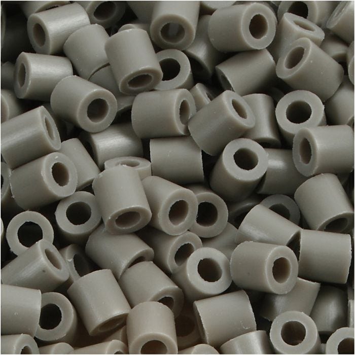 Perline a tubetto, misura 5x5 mm, misura buco 2,5 mm, medium, color cenere (32226), 1100 pz/ 1 conf.