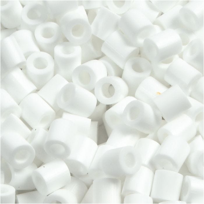Perline a tubetto, misura 5x5 mm, misura buco 2,5 mm, medium, bianco (32221), 6000 pz/ 1 conf.