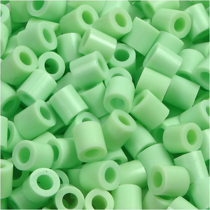 Perline a tubetto, misura 5x5 mm, misura buco 2,5 mm, medium, verde pastello (32252), 1100 pz/ 1 conf.