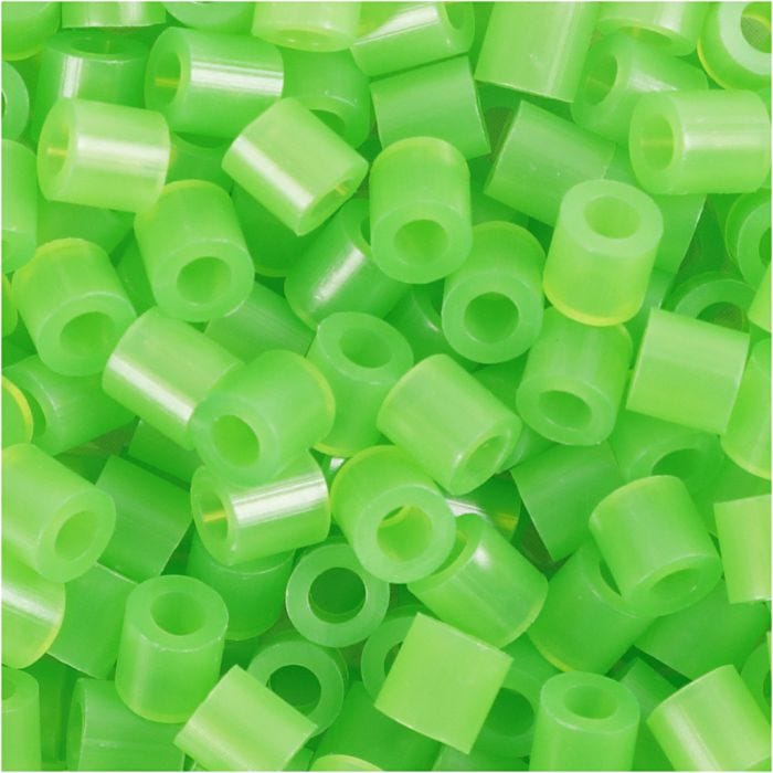 Perline a tubetto, misura 5x5 mm, misura buco 2,5 mm, medium, verde neon (32237), 1100 pz/ 1 conf.