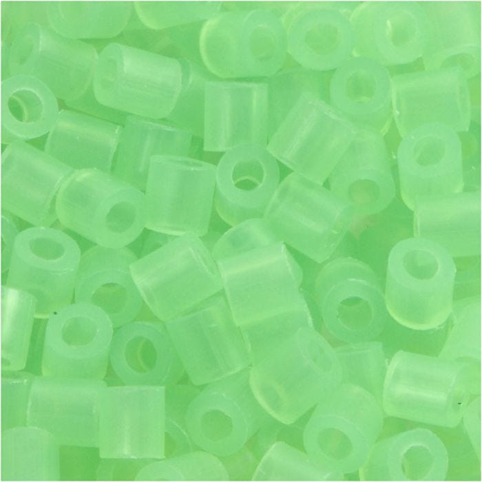 Perline a tubetto, misura 5x5 mm, misura buco 2,5 mm, medium, verde neon (32237), 6000 pz/ 1 conf.