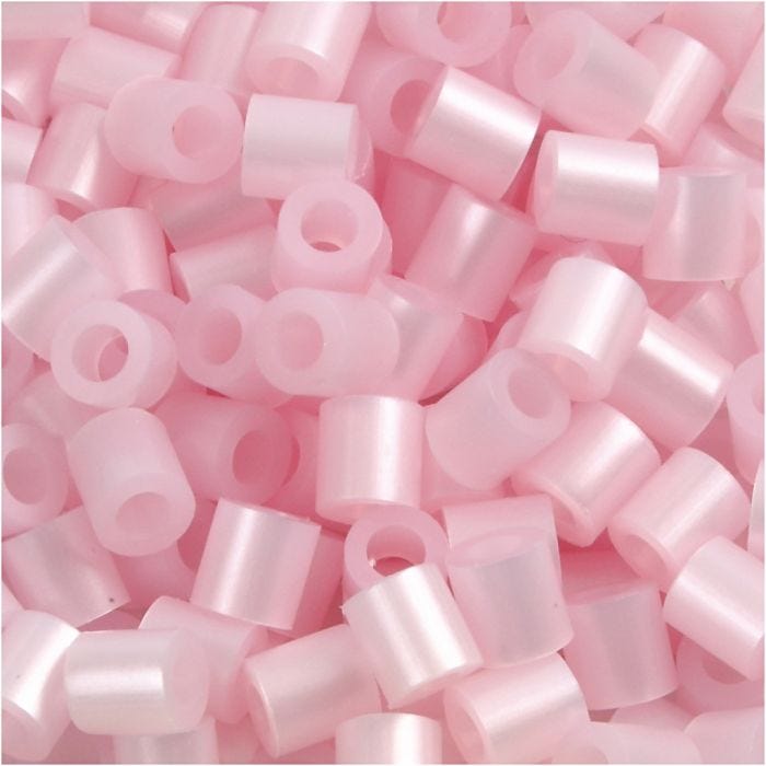 Perline a tubetto, misura 5x5 mm, misura buco 2,5 mm, medium, rosato madreperlato (32259), 1100 pz/ 1 conf.