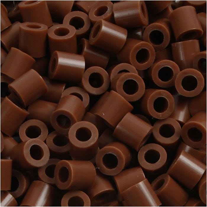 Perline a tubetto, misura 5x5 mm, misura buco 2,5 mm, medium, cioccolato (32249), 1100 pz/ 1 conf.