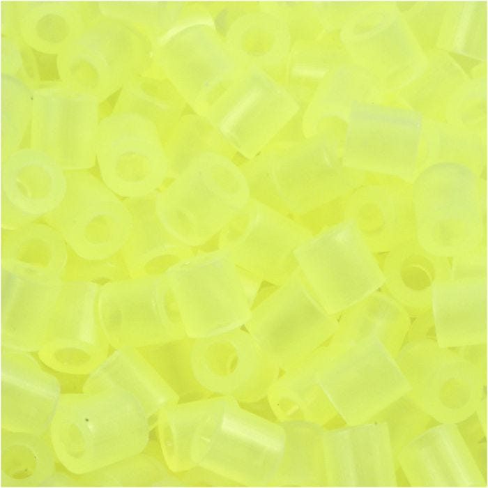 Perline a tubetto, misura 5x5 mm, misura buco 2,5 mm, medium, giallo neon (32223), 1100 pz/ 1 conf.