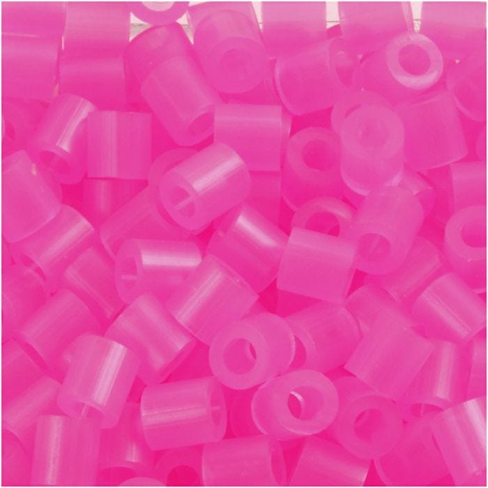 Perline a tubetto, misura 5x5 mm, misura buco 2,5 mm, medium, rosato neon (32257), 1100 pz/ 1 conf.