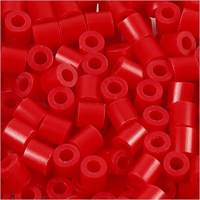 Perline a tubetto, misura 5x5 mm, misura buco 2,5 mm, medium, rosso (32231), 1100 pz/ 1 conf.