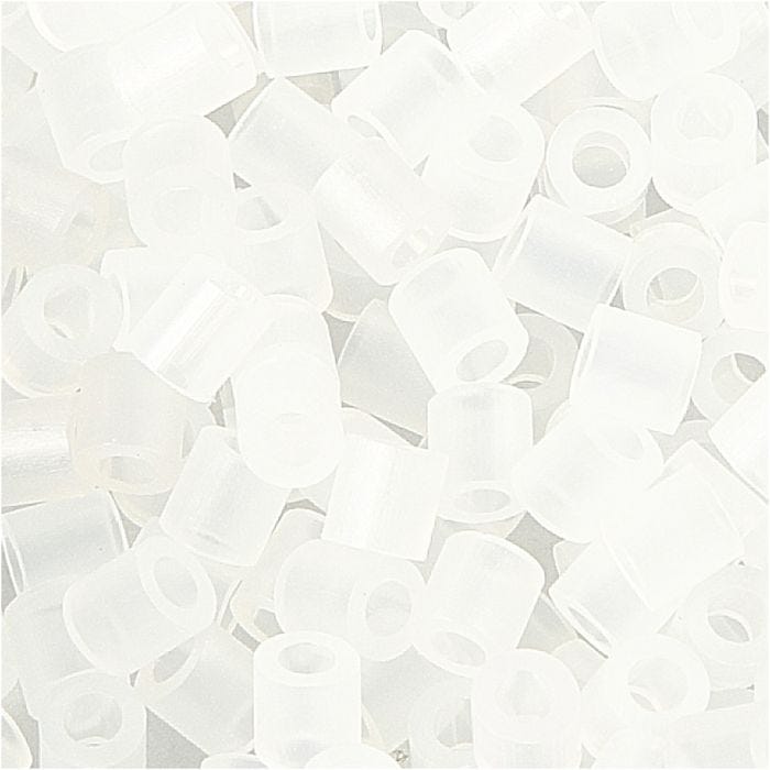 Perline a tubetto, misura 5x5 mm, misura buco 2,5 mm, medium, chiaro trasparente (32264), 1100 pz/ 1 conf.