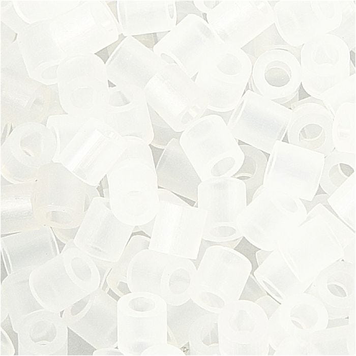 Perline a tubetto, misura 5x5 mm, misura buco 2,5 mm, medium, chiaro trasparente (32264), 6000 pz/ 1 conf.