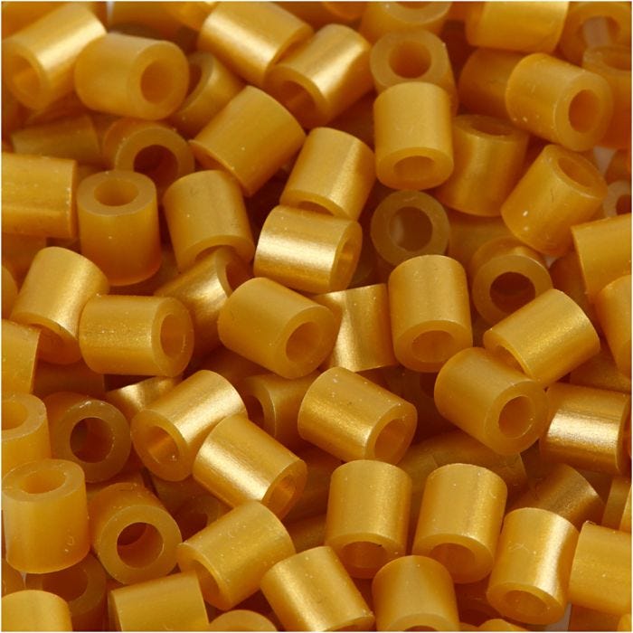 Perline a tubetto, misura 5x5 mm, misura buco 2,5 mm, medium, oro (32263), 1100 pz/ 1 conf.