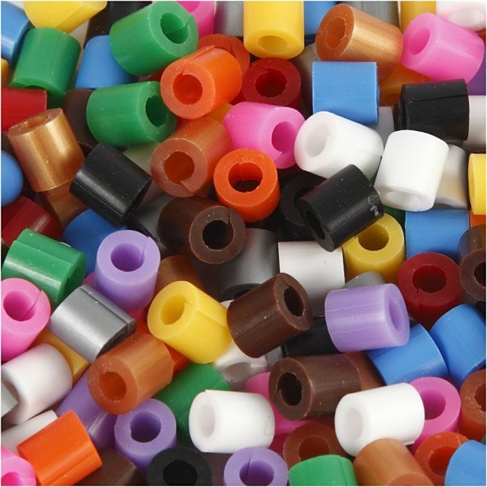 Perle forate con apertura, misura 5x5 mm, misura buco 2,5 mm, medium, colori standard, 1100 asst./ 1 conf.