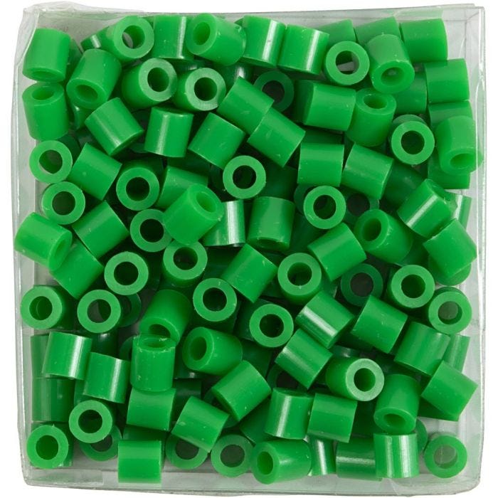 Perline a tubetto, misura 5x5 mm, misura buco 2,5 mm, medium, verde (32230), 1100 pz/ 1 conf.