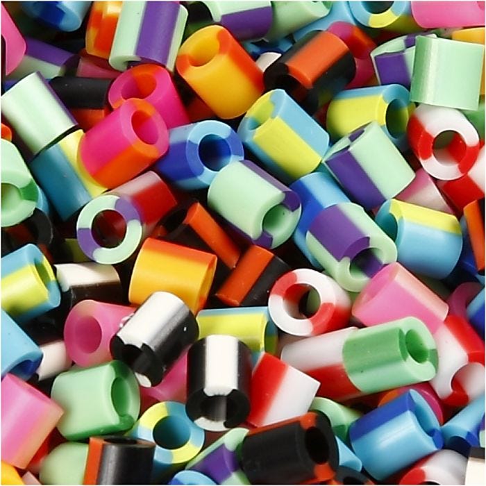 Perline a tubetto, misura 5x5 mm, misura buco 2,5 mm, medium, striscia, 1100 asst./ 1 conf.