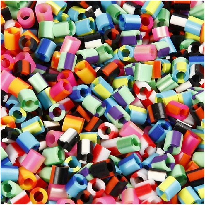 Perline a tubetto, misura 5x5 mm, misura buco 2,5 mm, medium, striscia, 10000 asst./ 1 conf.