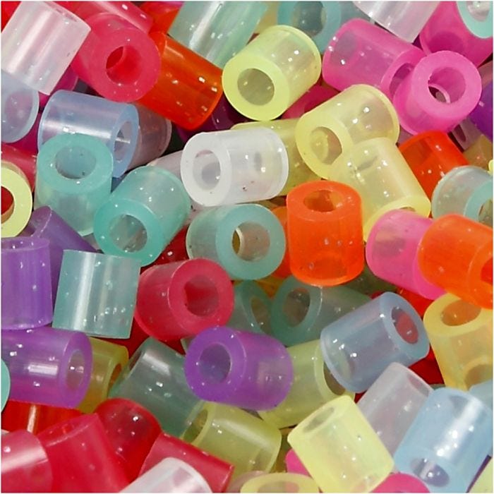 Perline a tubetto, misura 5x5 mm, misura buco 2,5 mm, medium, colori brillanti, 30000asst./ 1 conf.