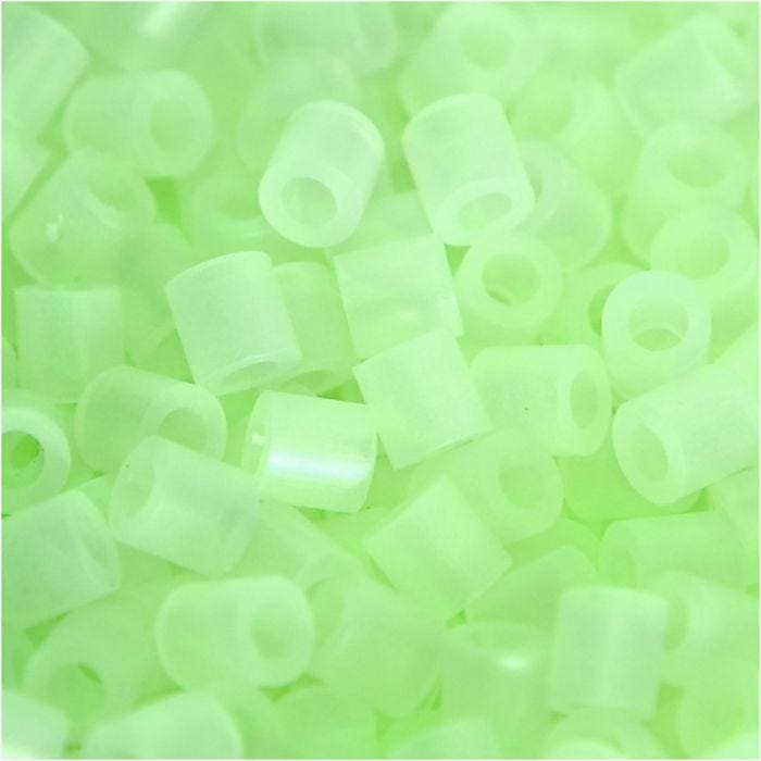 Perline a tubetto, misura 5x5 mm, misura buco 2,5 mm, medium, fosforescente, 1100 pz/ 1 conf.
