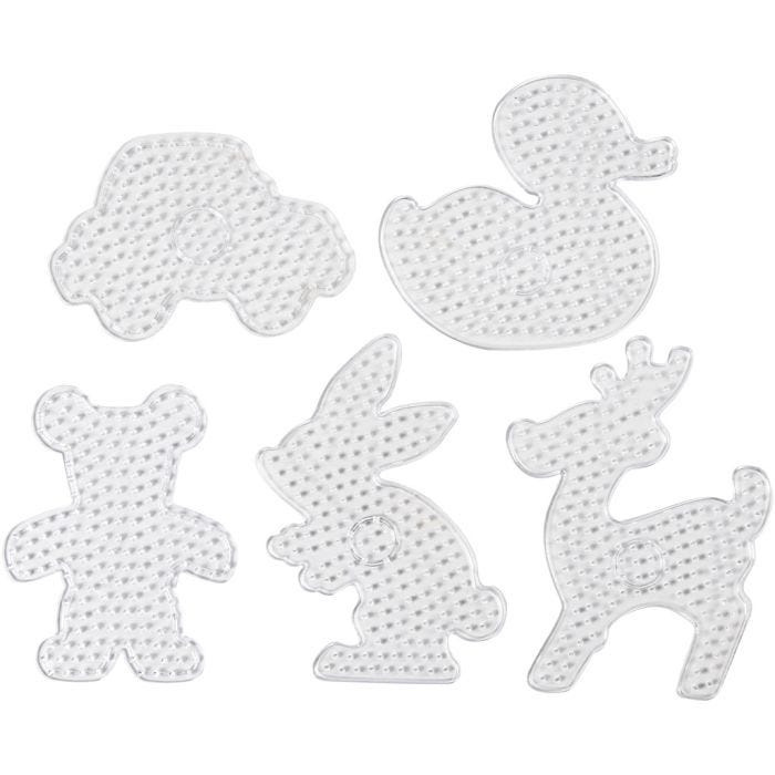 Pannello a pioli, Orsetto, macchina, renna, papera e coniglio, misura 16x19,5-19x24 cm, JUMBO, trasparente, 5 pz/ 1 conf.